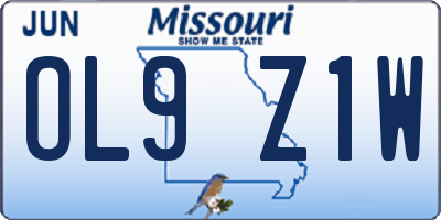 MO license plate OL9Z1W