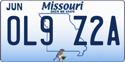 MO license plate OL9Z2A