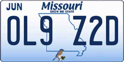 MO license plate OL9Z2D