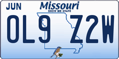MO license plate OL9Z2W