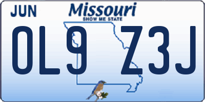MO license plate OL9Z3J