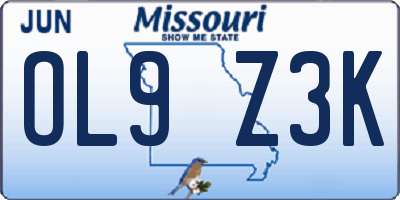 MO license plate OL9Z3K