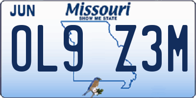 MO license plate OL9Z3M