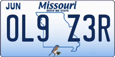 MO license plate OL9Z3R