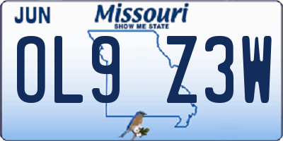 MO license plate OL9Z3W