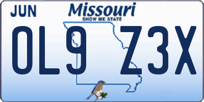 MO license plate OL9Z3X