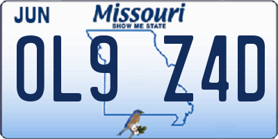 MO license plate OL9Z4D