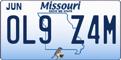 MO license plate OL9Z4M