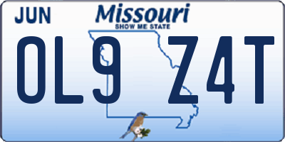 MO license plate OL9Z4T