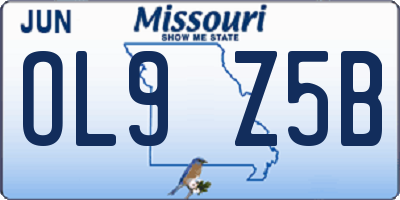MO license plate OL9Z5B