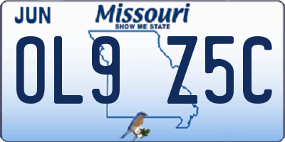 MO license plate OL9Z5C