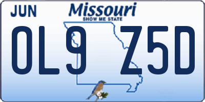 MO license plate OL9Z5D