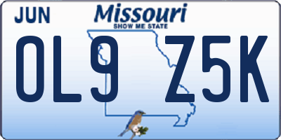 MO license plate OL9Z5K