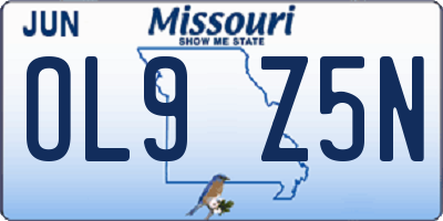 MO license plate OL9Z5N