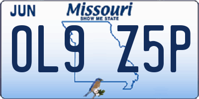MO license plate OL9Z5P