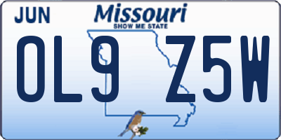 MO license plate OL9Z5W