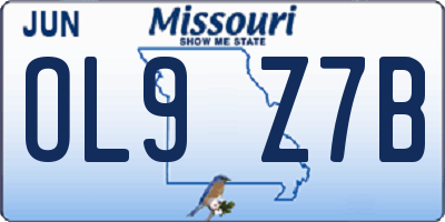 MO license plate OL9Z7B