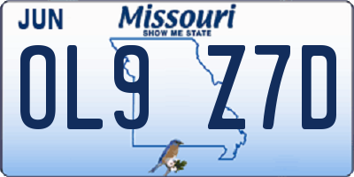 MO license plate OL9Z7D