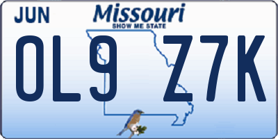 MO license plate OL9Z7K