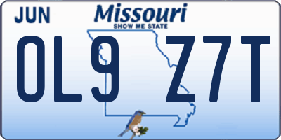 MO license plate OL9Z7T