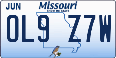 MO license plate OL9Z7W