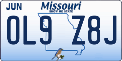 MO license plate OL9Z8J
