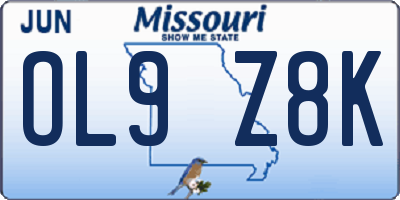 MO license plate OL9Z8K