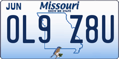 MO license plate OL9Z8U