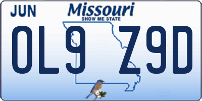 MO license plate OL9Z9D
