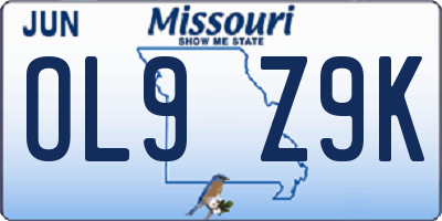 MO license plate OL9Z9K