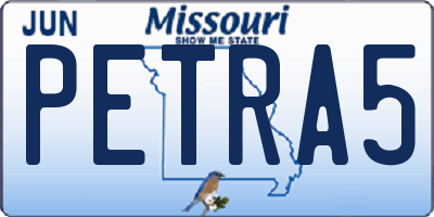 MO license plate PETRA5