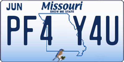 MO license plate PF4Y4U