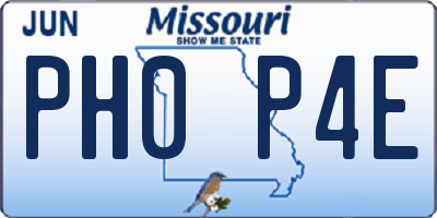 MO license plate PH0P4E