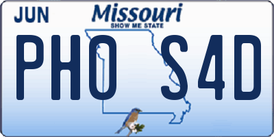 MO license plate PH0S4D