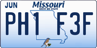 MO license plate PH1F3F