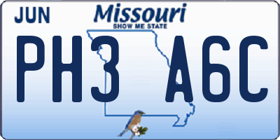 MO license plate PH3A6C