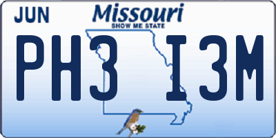 MO license plate PH3I3M