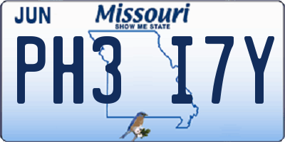 MO license plate PH3I7Y