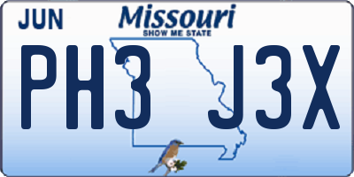 MO license plate PH3J3X