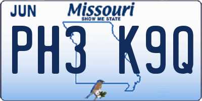 MO license plate PH3K9Q