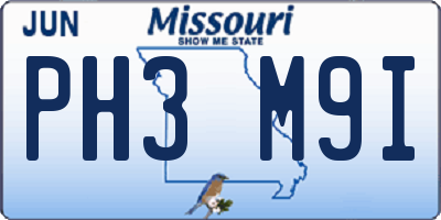 MO license plate PH3M9I