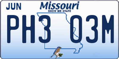 MO license plate PH3O3M
