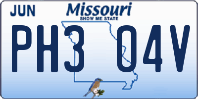 MO license plate PH3O4V