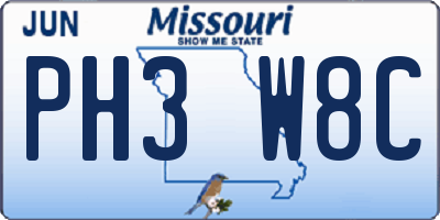 MO license plate PH3W8C