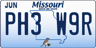 MO license plate PH3W9R