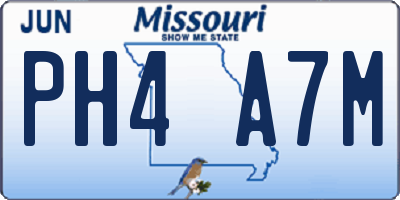 MO license plate PH4A7M