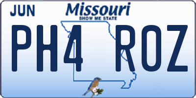 MO license plate PH4R0Z