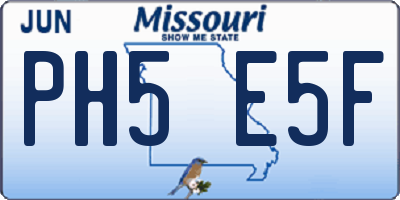 MO license plate PH5E5F