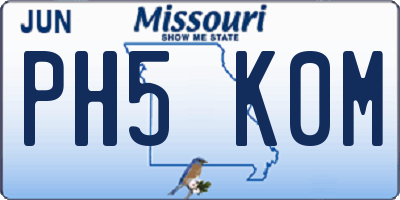 MO license plate PH5K0M