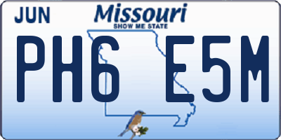 MO license plate PH6E5M